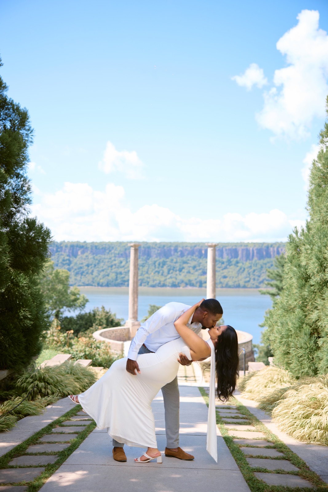 A dip kiss on the cypress path
